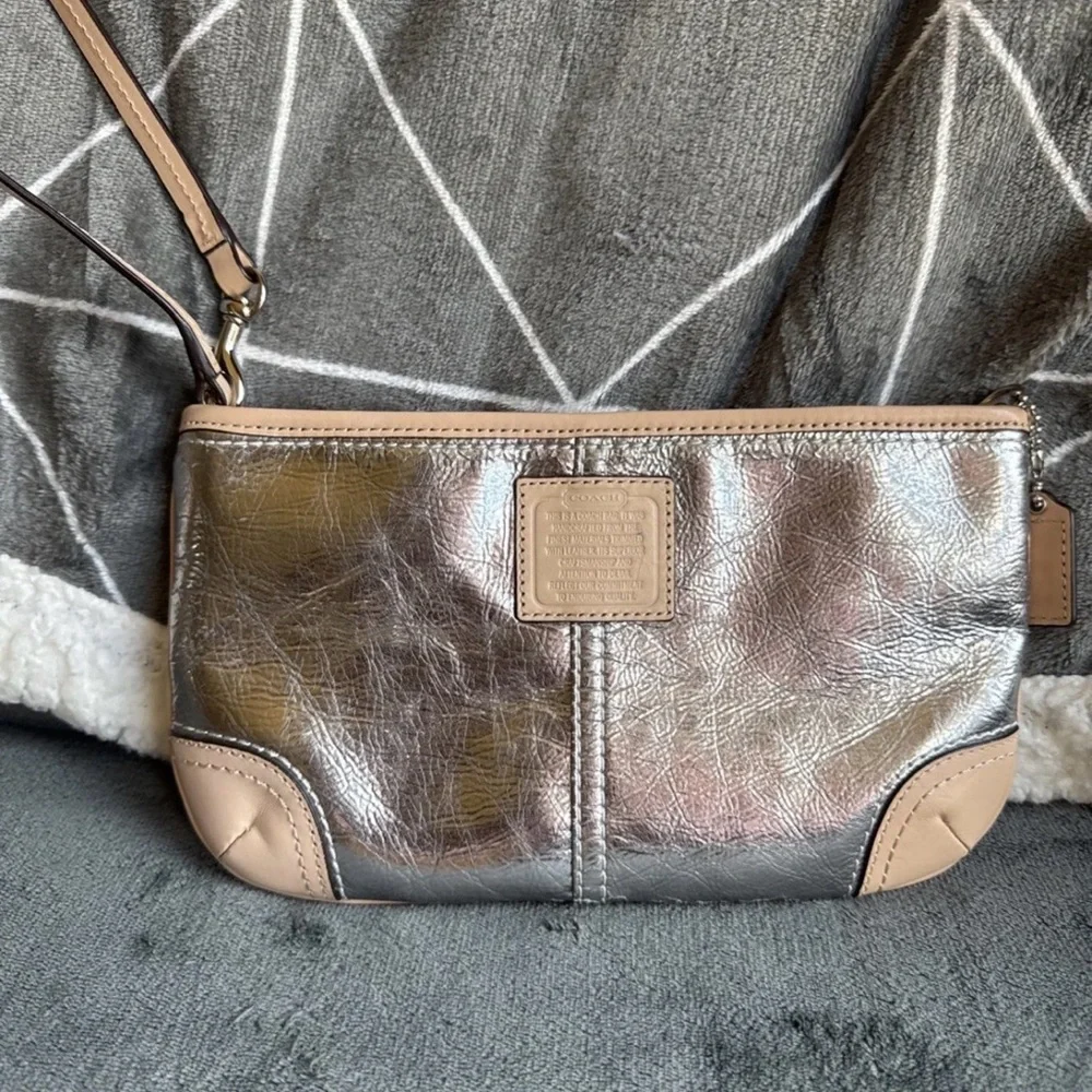 Coach Metallic Silver and Tan Tote Set - Picture 8 of 13